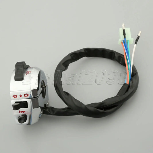 New 22mm Chrome Motorcycle Switch 7/8" Handlebar Light Turn Signal Horn Left Control Switch For Honda Yamaha Suzuki Kawasaki ATV