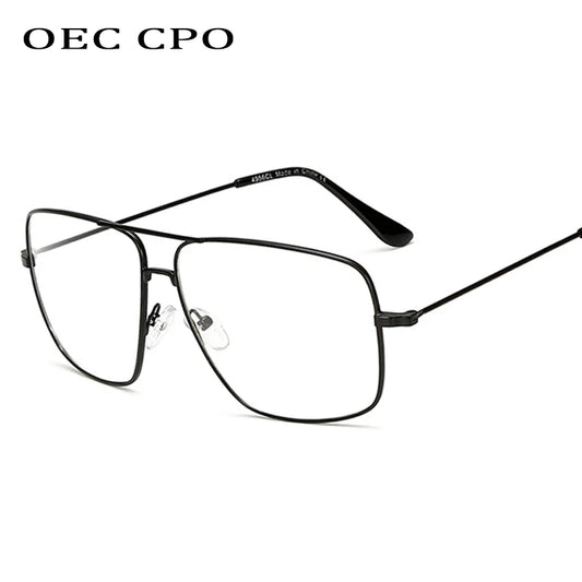 OEC CPO Unisex Oversized Transparent Glasses Frame Women Brand Designer High Quality Metal Eyeglasses Frame O142