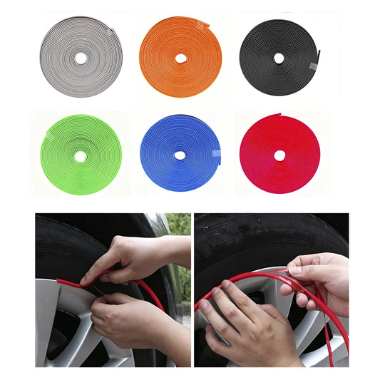 8M/Roll Rim Blades Car Vehicle Wheel Rims Protectors Decor Strip Tire Guard Line Rubber Moulding Trim Wheel Protection Stickers