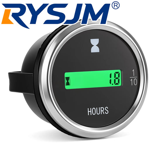 Universal Digital 0-99999.9 Hours 52mm Hourmeter for Gasoline Diesel Car Truck Clock Gauge Timer Meter Green LED DIsplay 12V