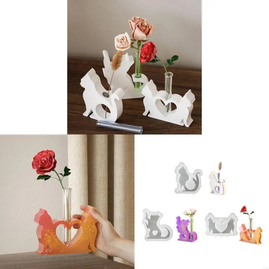 R3MC Hydroponic Plant Molds Handmade Your Own Cats Plant Stands with Silicone Flowerpot Molds Vase Mold Silicone Texture