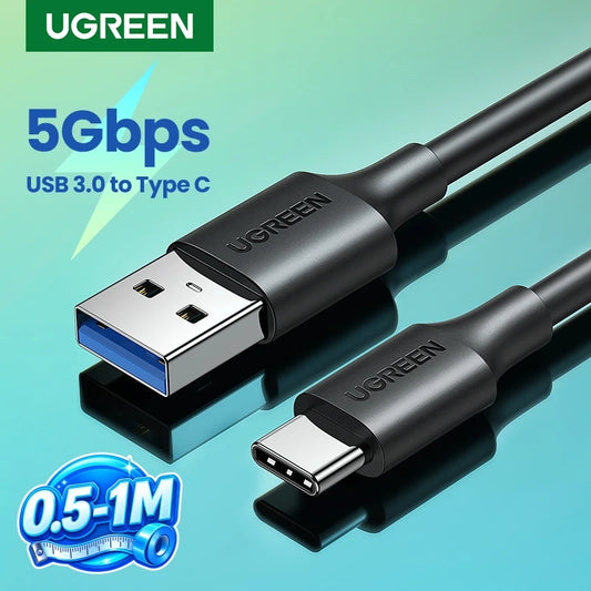 UGREEN USB C Cable 5Gbps USB3.0 Type-C 3A 18W for iPhone 17/16/15 iPad Samsung S26/25 M2 SSD NVME 5Gbps USB3.0 Data Cable 0.5/1M
