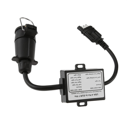 1Pc Trailer Light Converter American 4-Way Flat Plug to 7‑Pin European Round Plug Connector Stop/Brake Signal Separating