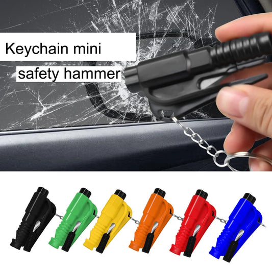 Car Keychain Safety Hammer 3-in-1 Window Breaker Seat Belt Cutter Compact Emergency Hammer Escape Tool for Vehicle Accessories