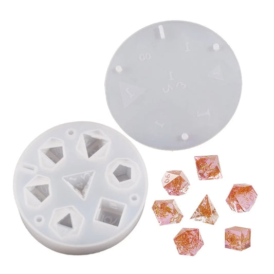 7 Shapes Dices Fillet Square Triangle Dices Mold Dices Digital Game Silicone Mould Crystal Epoxy Resin Mold Kit Art