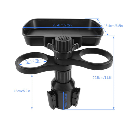 Car Dual Cup Holder Tray With Swivel Base 360 Degree Adjustable Multi-functional Car Seat Cup Holder Food Snack Tray Auto Parts