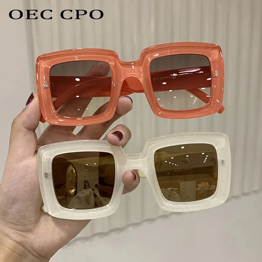 OEC CPO Punk Square Sunglasses Women Men Trends Multicolor Sun Glasses Female Steampunk Colorful Shades UV400 Fashion Eyewear