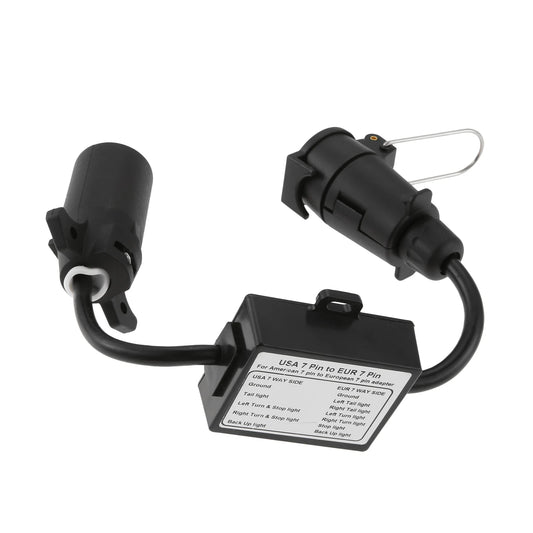 1Pc ABS Trailer Light Converter US 7 Way Blade Socket to EU 7-Pin Round Plug Separate Stop Tail Signal for Caravan Boat Bike