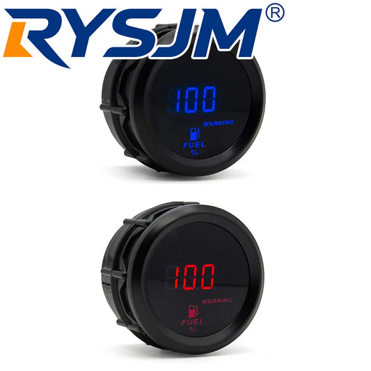 Blue BackLight 2" 52mm Fuel Level Gauge with Red LED Digital Auto Car Oil Tank Meter Indicator 240-33ohm for Petrol Car 12VDC