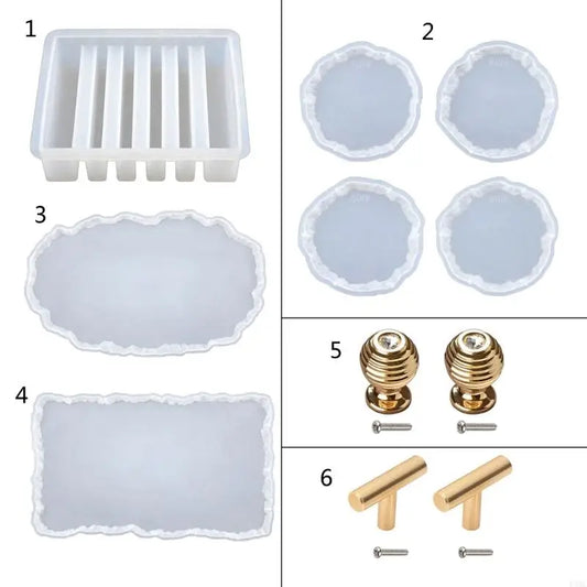 R3MC Coasters Silicone Mold Storage Box Mold Epoxy Resin Casting Molds for Making Faux Tray,Serving Board