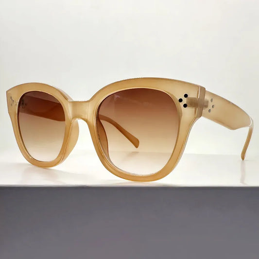 Fashion Rivets Square Sunglasses Women Trending Leopard Brown Shades UV400 Men Eyewear Gradient Female Sun Glasses