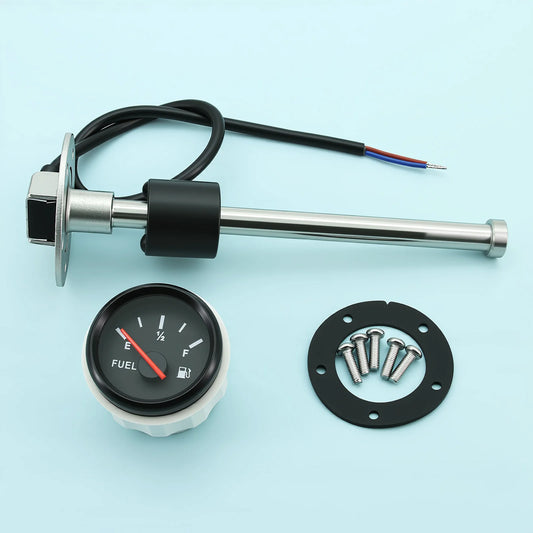 Red Backlight Fuel Gauge 52MM with Fuel Level Sensor 125MM 175MM 225MM 275MM 0-190ohm Oil Tank Level Indicator Meter for Boat