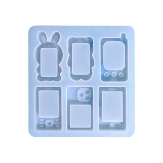 R3MC Geometry Little Rabbit Phone Resin Casting Silicone Mold Woman Keychain Decorative Pendant Mold for DIY Crafts