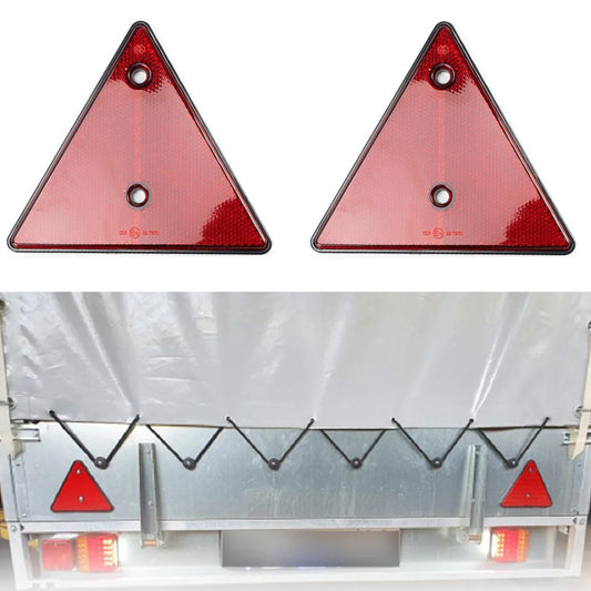 2Pcs Universal Safety Red Rear Reflectors Triangle Warning Reflective Vehicle Stop Warning Sign for Trailer RV Motorcycle Truck