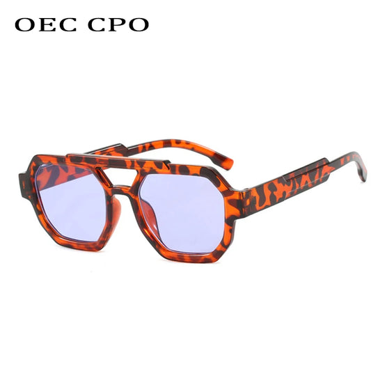 Retro Punk Square Sunglasses Vintage Thick Frame Orange UV400 Protection Unisex Female Shades Eyewear for Men And Women