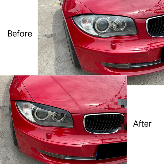 Car Front Headlight Eyebrows Eyelid Sticker Trim Body Kits for BMW 1 Series E81 E82 E87 E88 2004-2014 Gloss Black/Carbon Look