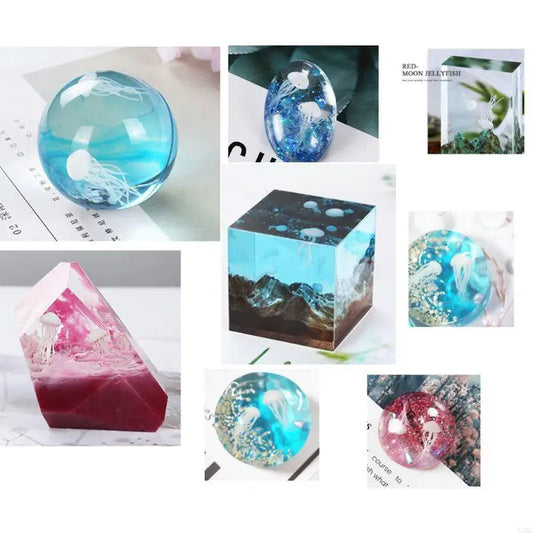 R3MC 16 Pcs/set 3D Mini Jellyfish Modeling Epoxy Filling Material Crystal Ocean Resin DIY Craft Decoration UV Filler