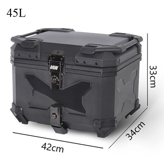 45L ABS Plastic Motorcycle Top Tail Box Waterproof Rear Trunk Luggage Storage Tool Case Universal Quick Release Motorbike Trunk