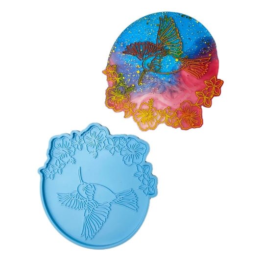 Hummingbird Coaster Epoxy Resin Mold Cup Mat Pad Silicone Mould DIY Crafts Placemat Home Decoration Casting Tools