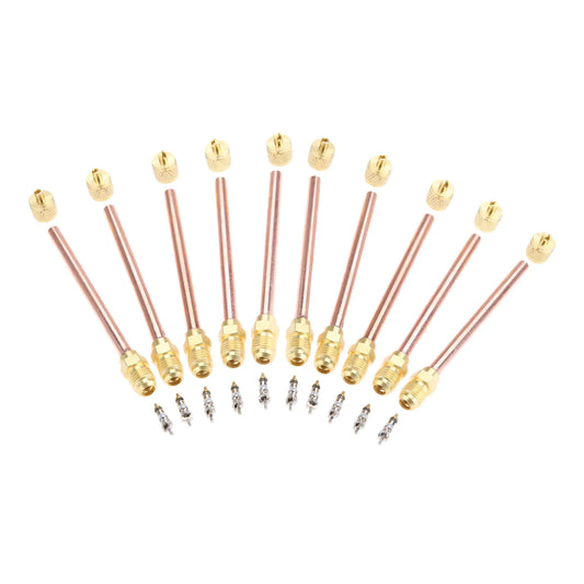 10Pcs Service/ Access Valves 1/4" SAE 1/4" OD 4" Stem Strong Mayitr Metal Core AC Air Conditioner Refrigeration Access Valve