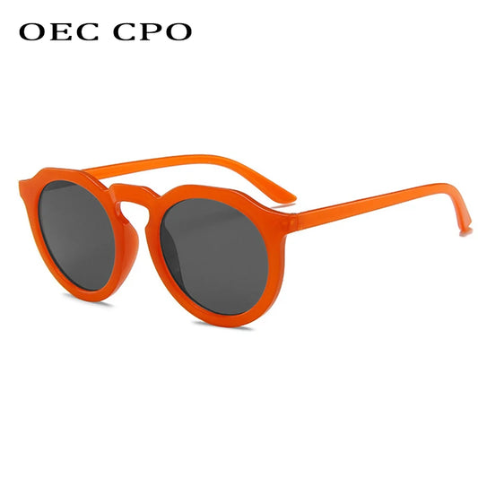 OEC CPO Vintage Round Sunglasses Women Brand Designe Fashion Orange Sun Glasses For Female Shades UV400 Eyeglasses Oculos De Sol