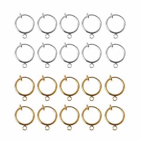 10Pcs DIY Clip On Earring Converters Non-pierced Ear Round Hoops Jewelry Finding