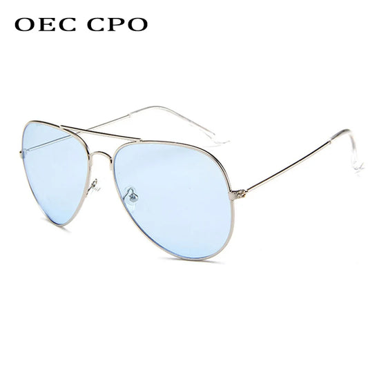 Fashion Clear Color Pilot Sunglasses Women Men Brand Designer Pink Blue Lens Sun Glasses Men Women Outdoor Glasses O644