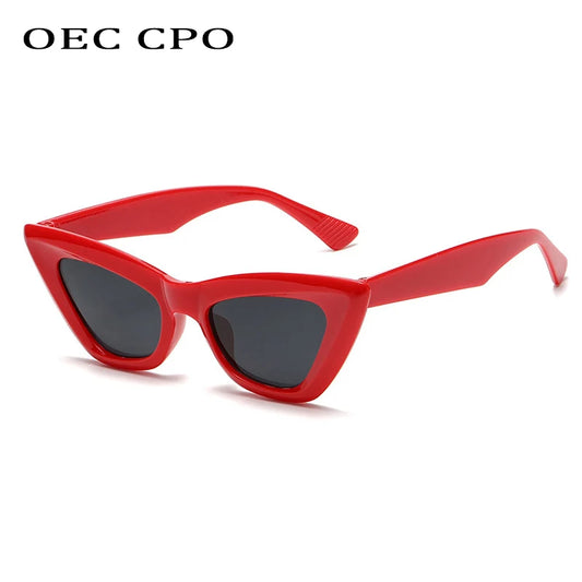 OEC CPO Retro Cat Eye Sunglasses Women Fashion Colorful Green Sun Glasses Lady Vintage Shades Eyewear Oculos Lunette De Soleil