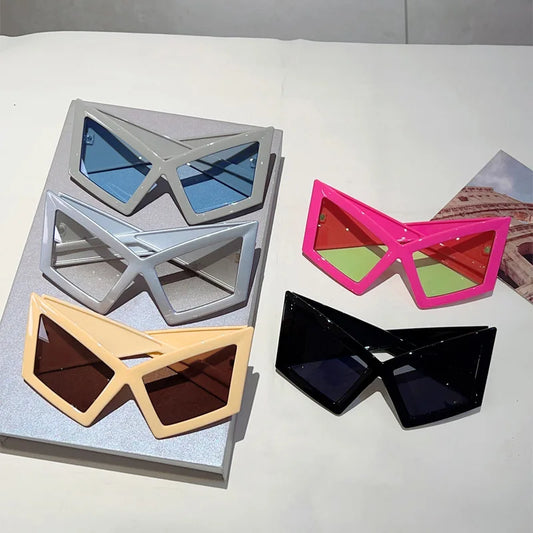 Oversized Punk Triangle Women Sunglasses Ins Popular Fashion Outdoor Beach Party Luxury Sun Glasses Female Shades UV400 Eyewear