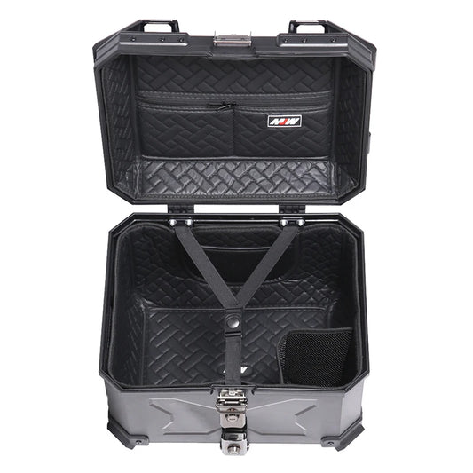 45L ABS Plastic Motorcycle Top Tail Box Waterproof Rear Trunk Luggage Storage Tool Case Universal Quick Release Motorbike Trunk