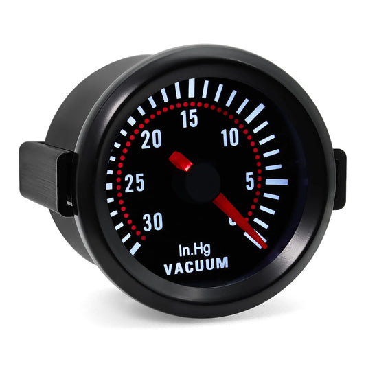 -30~30In.hg Vaccum 12V 52MM Vacuum Gauge Smoke Lens Pointer Car Gauge Meter Indicator White LED Light for Universal Petrol Car