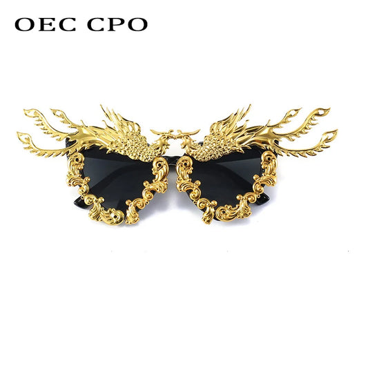 Metal Patch Decoration Sunglasses Women Oversized Party Outdoors Shades UV400 Sun Glasses Female Punk Eyewear Gafas De Sol