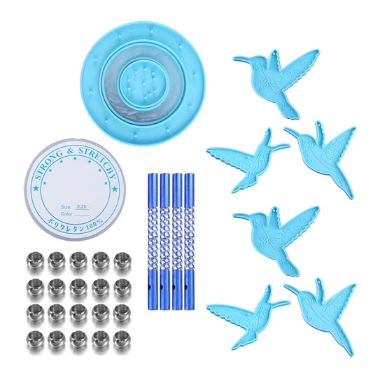 Hummingbird Wind Chimes Silicone Molds Epoxy Resin Casting Mould Home Garden Yard Decor for Win Bells DIY Crafts R3MC