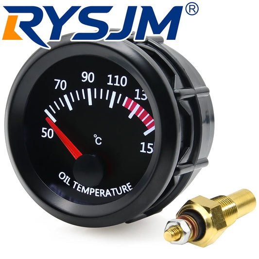 2" 52MM Gauge 12V Car Oil Temperature Gauge with Temp Sensor 1/8NPT 50-150℃ White LED Backlight for Universal Petrol Car