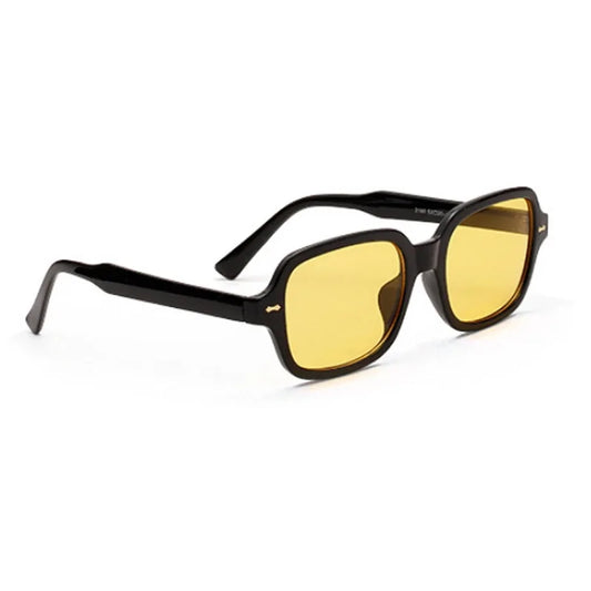 Punk Square Sunglasses Men Women Rivet Glasses Unisex Small Frame Sun Glasses Shades UV400 Yellow Lens Female Fashion Eyewear