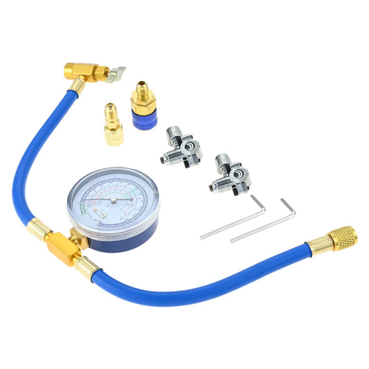 R134A Car Air Conditioner Recharge Kit with 17" Charging Hose and BPV31 Bullet Piercing Tap Valve Low Side Quick Adapter