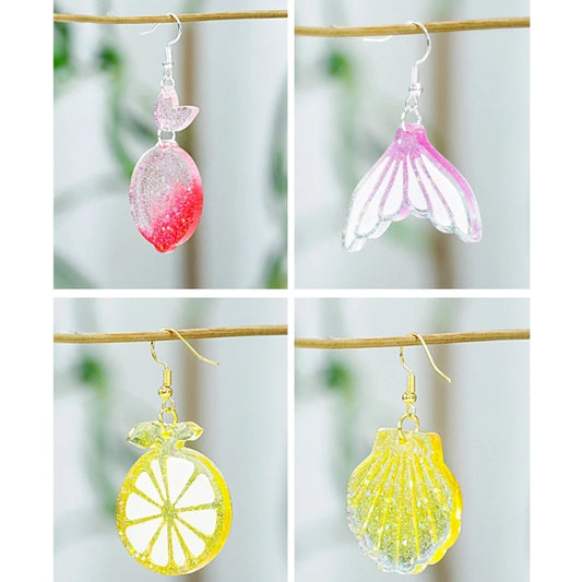 R3MC Fruit Animal Series Earring Mold DIY Epoxy Resin Keychain Silicone Mold Christmas Pendant Mold Home Decoration Mold