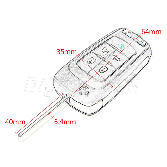 Yetaha 5 Buttons Flip Folding Replacement Remote Car Key Fob Case Shell For Buick LaCrosse Regal Verano 2012 2013 Uncut Blade