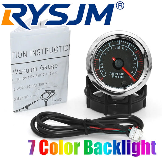 7 Color Backlight 52MM Air Fuel Ratio Gauge Lean~Optimal~Rich Pointer AFR Meter Indicator for Universal Petrol Car 12VDC
