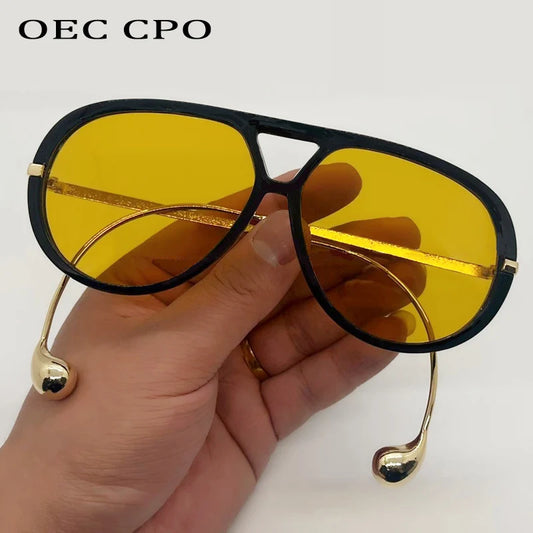 Vintage Oversized Pilot Sunglasses Unisex UV400 Double Bridge Fashion Shades for Women Men 2025 Popular Eyewear
