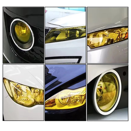 Yellow Auto Car Light Headlight Vinyl Film Cover Sticker Taillight Lamp Film Waterproof Motorcycle Film DIY 30 x 60/100/120cm