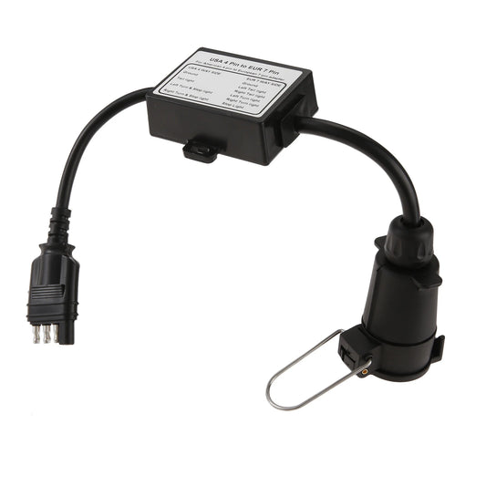 1Pc Trailer Light Converter American 4-Way Flat Plug to 7‑Pin European Round Plug Connector Stop/Brake Signal Separating
