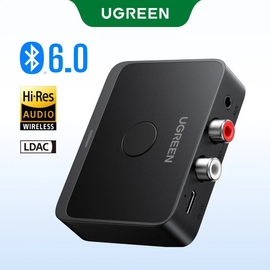 UGREEN AUX Bluetooth Receiver LDAC AAC Hi-Fi 3.5mm Jack 2RCA RCA Audio Bluetooth 6.0 Adapter Receivers 15h For Car Speaker PC