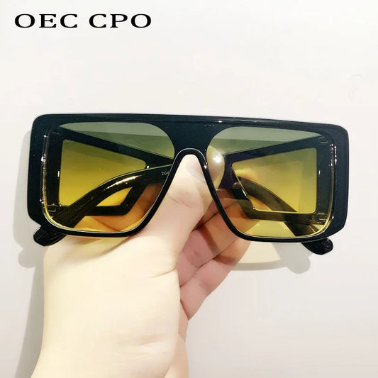 OEC CPO 2024 One Piece Fashion Sunglasses Women Luxury Brand Oversized Eyewear Female Shades Punk Sun Glasses Men UV400