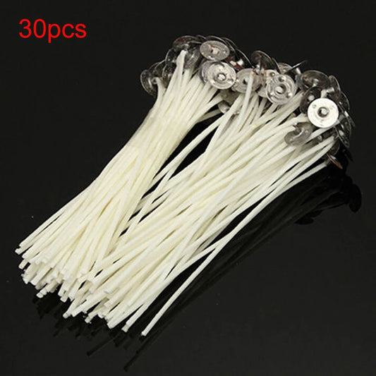 30pcs Candle Wicks Cotton Core Smokeless Wax Pure Cotton Core Pre Waxed W/ Sustainers For Candle Making DIY 30x10cm