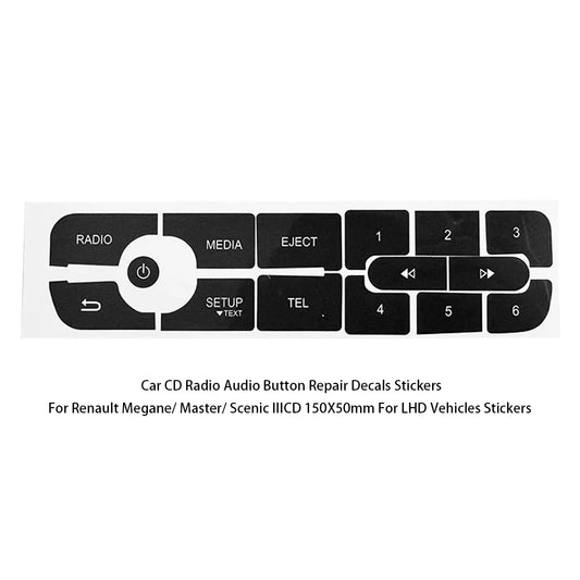 Car CD Radio Audio Button Repair Decals Stickers for Renault Megane for Master for Scenic III 150 x 50mm Black Vehicles Stickers