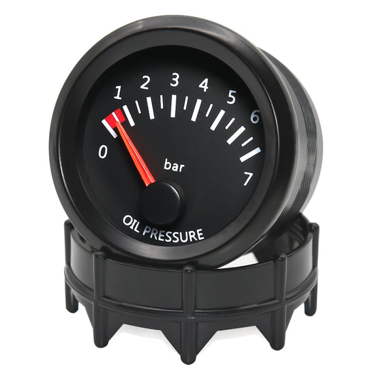 0-7BAR 52MM Oil Pressure Gauge with Sensor 1/8NPT for Universal Petrol Car Automobile Oil Press Meter Indicator 12VDC