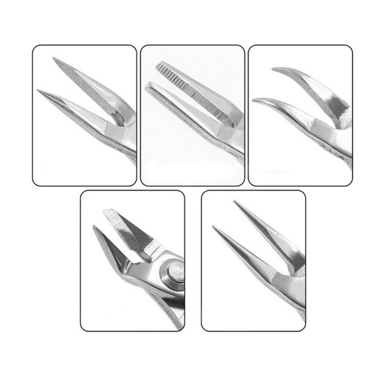 Set of 5 Jewelry Pliers Essential Crafting Tool Cutting Pliers Round Nose Pliers R3MC