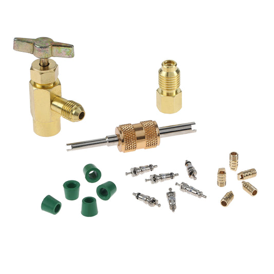 Brass 7/16" Female to 1/4" Male Self-Sealing Can Tap Adapter Valve for Leak Saver R290 R600a Upright Charging Refrigerant Cans