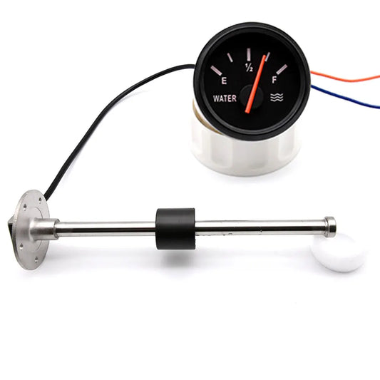 Water Level Sensor+52mm Water Level Meter Tank Indicator With Red Backlight 0-190 Ohm Water Level Gauge for Car Boat Motor 9-32V